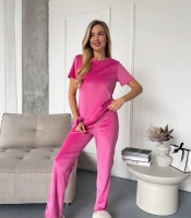 Домашний костюм-тройка женский велюровый: топ, штаны и шорты весенний