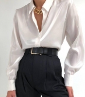 Рубашка женская из шелка армани оверсайз удлиненная весенняя