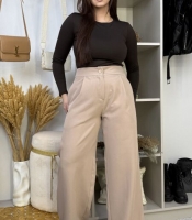 Брюки-палаццо женские из костюмной ткани с высокой посадкой широкие весенние