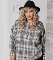 Рубашка женская фланелевая в клетку оверсайз с длинным рукавом на пуговицах весенняя