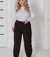 Брюки женские вельветовые на резинке с карманами свободные повседневные весенние