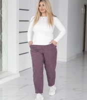 Брюки женские вельветовые на резинке с карманами свободные повседневные весенние