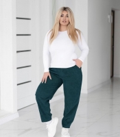 Брюки женские вельветовые джоггеры на резинке с карманами с манжетами зауженные весенние