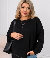 Свитшот женский из двунитки свободного кроя асимметричный с декоративной вставкой и молнией весенний