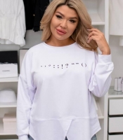 Свитшот женский из двунитки свободного кроя с принтом с запахом по низу на манжетах демисезонный