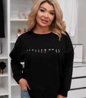 Свитшот женский из двунитки свободного кроя с принтом с запахом по низу с длинным рукавом на манжетах весенний