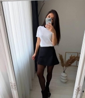 Шорты-юбка женские из костюмной ткани с высокой талией на запах весенние