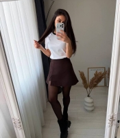 Шорты-юбка женские из костюмной ткани с высокой талией на запах с внутренними шортами весенние