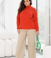 Гольф женский из ангоры рубчик с начесом однотонный базовый с воротником-стойкой и длинными рукавами весенний