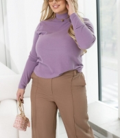 Гольф женский из ангоры рубчик с начесом однотонный базовый с воротником-стойкой и длинными рукавами весенний