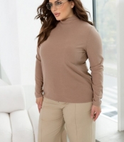 Гольф женский из ангоры рубчик с начесом однотонный базовый с воротником-стойкой и длинными рукавами весенний