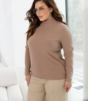 Гольф женский из ангоры рубчик с начесом однотонный базовый с воротником-стойкой и длинными рукавами весенний