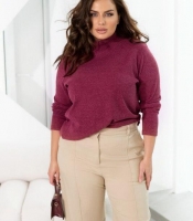 Гольф женский из ангоры рубчик с начесом однотонный базовый с воротником-стойкой и длинными рукавами весенний