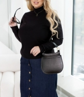 Гольф женский из ангоры рубчик с начесом однотонный базовый с воротником-стойкой и длинными рукавами весенний