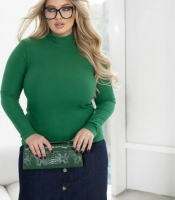 Гольф женский из ангоры рубчик с начесом однотонный базовый с воротником-стойкой и длинными рукавами весенний