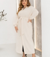 Кардиган женский из альпаки на запах с поясом и карманами удлинённый весенний