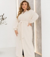 Кардиган женский из альпаки на запах с поясом и карманами удлинённый весенний