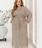 Кардиган женский из альпаки на запах с поясом и карманами удлинённый весенний