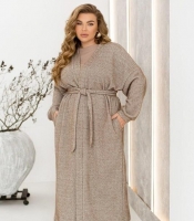 Кардиган женский из альпаки на запах с поясом и карманами удлинённый весенний