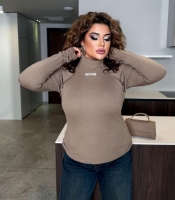 Лонгслив женский трикотажный хлопковый в рубчик с длинным рукавом эластичный повседневный весенний