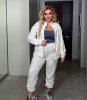 Спортивный костюм-двойка женский велюровый кофта на молнии с карманами и утяжкой по низу джоггеры с высокой посадкой весенний