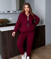 Спортивный костюм-двойка женский из вельвета кофта на молнии с карманами и утяжкой по низу джоггеры со средней посадкой демисезонный