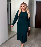 Платье женское миди из креп-дайвинга прямого кроя с длинными рукавами весеннее