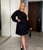 Платье-трапеция женское из тонкого турецкого трикотажа с камнями свободного силуэта мини с длинным рукавом весеннее