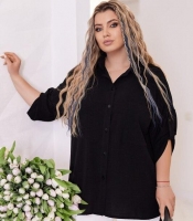 Рубашка женская из полиэстера свободного кроя однотонная удлиненная с рукавом три четверти классическая весенняя