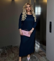 Платье-футляр женское из трикотажа Puma макси прямого кроя весеннее с рукавом три четверти