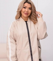 Ветровка женская из экокожи свободного кроя на молнии с карманами весенняя