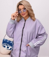 Ветровка женская из экокожи свободного кроя на молнии с карманами весенняя