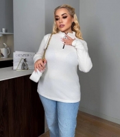 Лонгслив женский в рубчик со змейкой с легким утеплением весенний