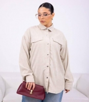 Рубашка женская хлопковая вельветовая с длинными рукавами свободная длинная повседневная весенняя