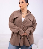 Рубашка женская хлопковая вельветовая с длинными рукавами свободная длинная повседневная весенняя