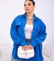 Рубашка женская хлопковая вельветовая с длинными рукавами свободная длинная повседневная весенняя