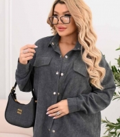 Рубашка женская хлопковая вельветовая с длинными рукавами свободная длинная повседневная весенняя