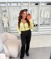 Комбинезон женский из двунитки с длинным рукавом и брюками повседневный демисезонный