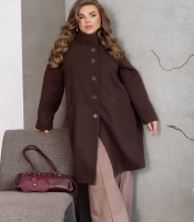 Пальто женское из кашемира и твида с воротником-стойкой на кнопках весеннее