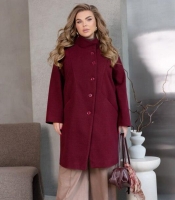 Пальто женское из кашемира твида и диагонали с воротником-стойкой на пуговицах весеннее