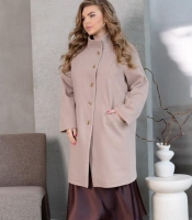 Пальто женское из кашемира твида и диагонали с воротником-стойкой на пуговицах весеннее