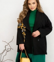 Пальто женское из кашемира твида укороченное двубортное с поясом на подкладке весеннее