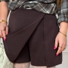 Шорты-юбка женская мини с высокой посадкой на запах из костюмной ткани весенняя  k-128015