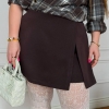 Шорты-юбка женская мини с высокой посадкой на запах из костюмной ткани весенняя  k-128015