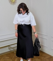 Юбка женская атласная миди с высокой посадкой прямая элегантная весенняя