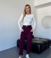 Брюки женские вельветовые прямые с высокой посадкой и резинкой сзади повседневные