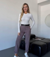 Брюки женские прямые с высокой посадкой на резинке сзади повседневные демисезонные