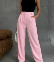 Брюки палаццо женские из костюмки с высокой посадкой широкие под пояс с карманами повседневные демисезонные