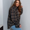 Рубашка унисекс из фланели в клетку оверсайз с длинным рукавом демисезонная  k-128068