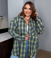 Рубашка унисекс из фланели в клетку оверсайз с длинным рукавом демисезонная